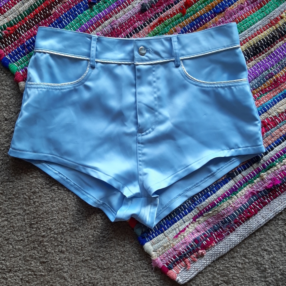 Sugar Thrillz Blue Satin Disco Shorts